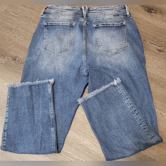 KanCan Estilo Jeans Distressed Raw Hem Straight Size 15/31 Blue Stretch Mid Rise - Picture 2 of 3